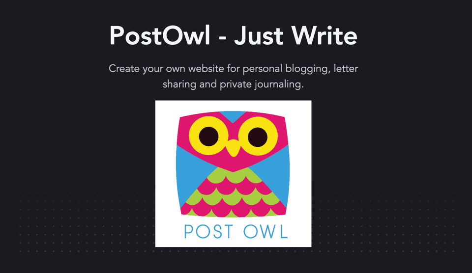 A screenshot of the PostOwl homepage