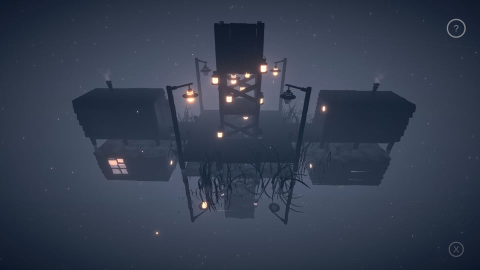 Mirria screenshot of a dock environment with hanging lights