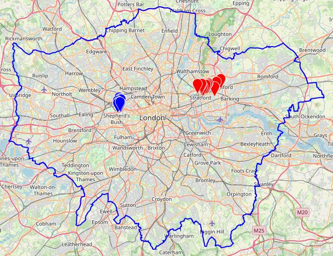 A map of mewses walked to so far