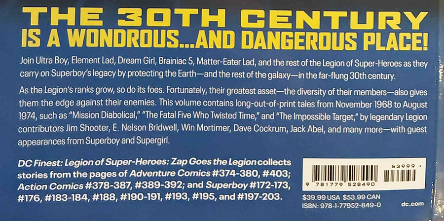 Back cover of Zap Goes the Legion. It describes what's in the book.