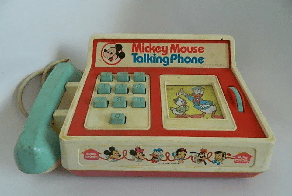 Picture of a Mickey Mouse Talking Phone toy from the late-1970s