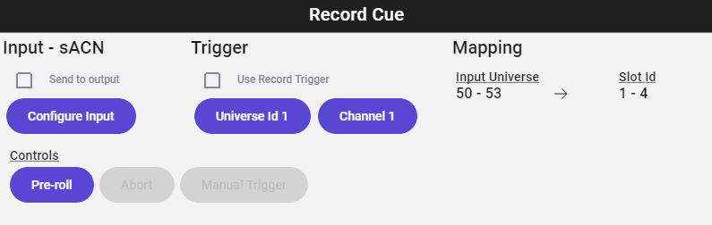 Record Cue screen