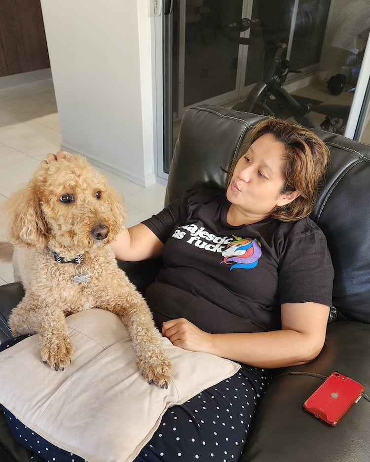 Nadia with my sister's dog, Abby