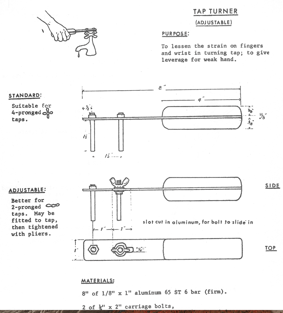 diagrams and info to build a simple extender bar for a water faucet tap