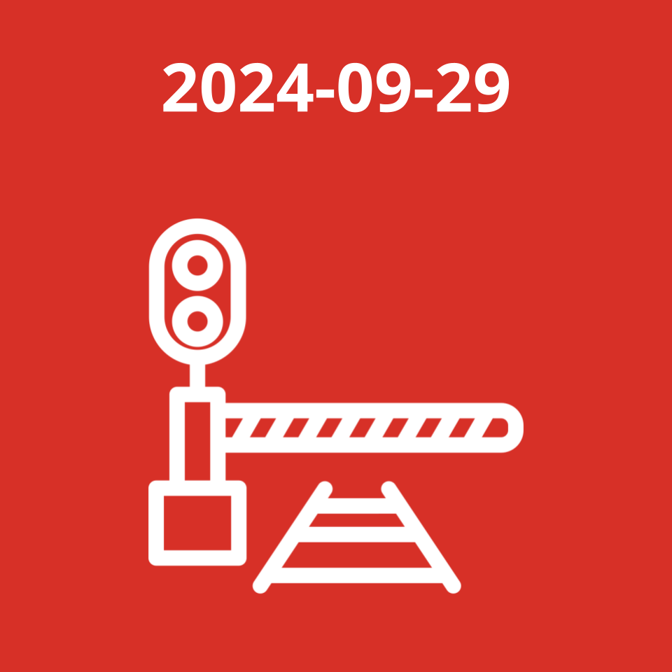 A simple drawing of a level crossing seen from the railway. 2024-09-29
