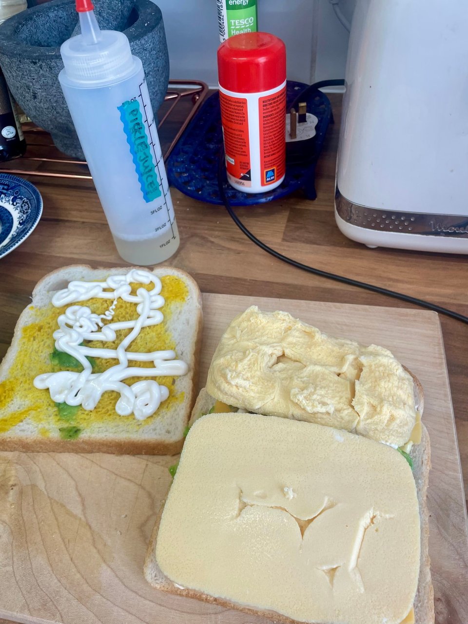 Steamed egg on a sandwich
