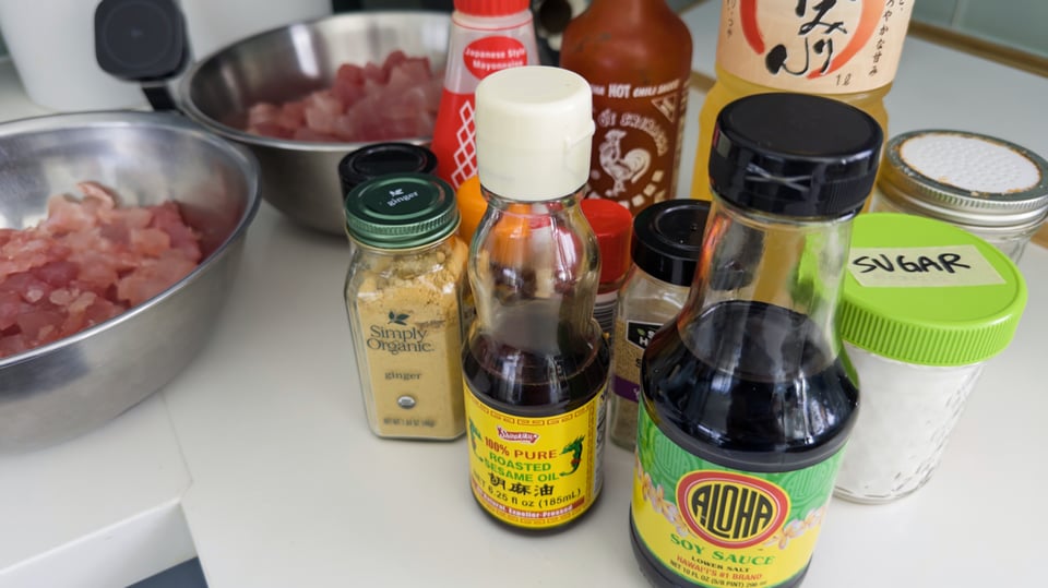 fish and a bunch of ingredients