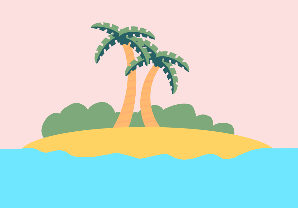 Hand drawn desert island illustraction