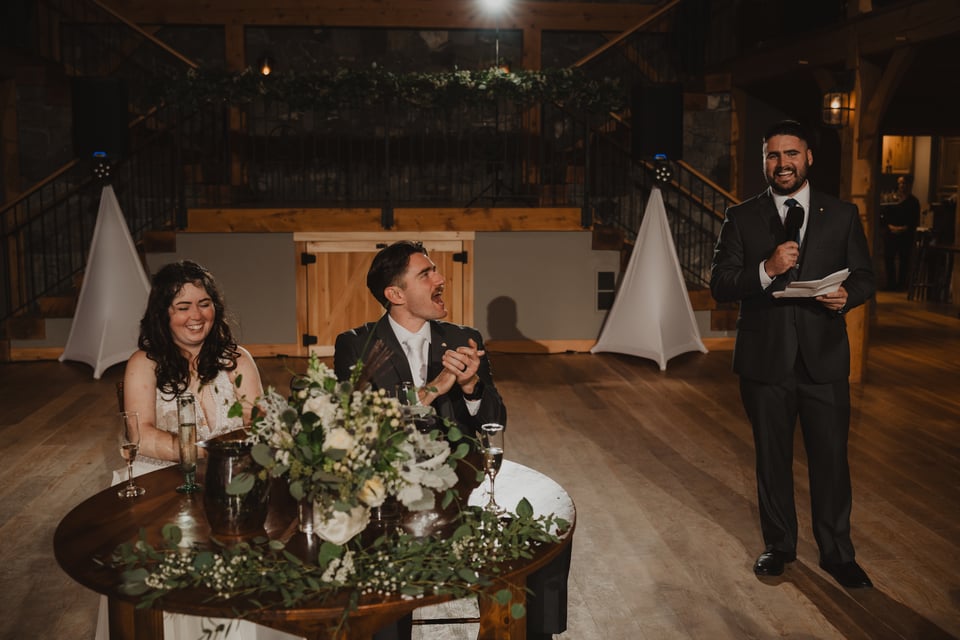 a bride and groom at their wedding reception