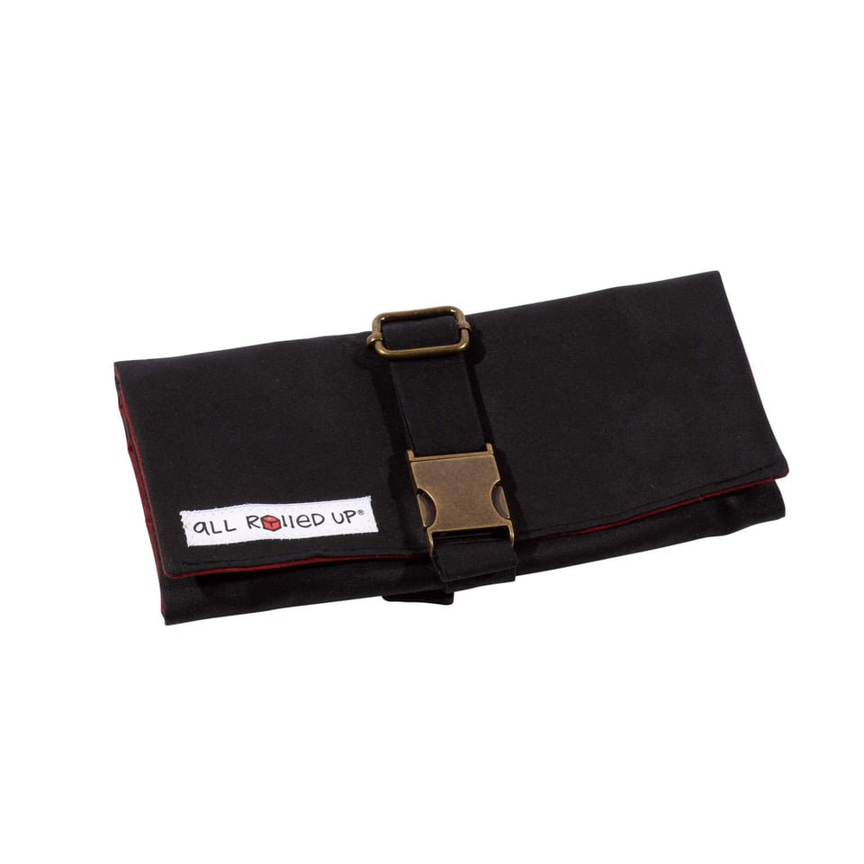 Luxurious, fully-accessorized game roll made with genuine oilskin exterior. Versatile, compact hobby wrap; can hold more than 100 polyhedral dice, plus up to 10 pens and pencils, as well as index cards or a small notepad.