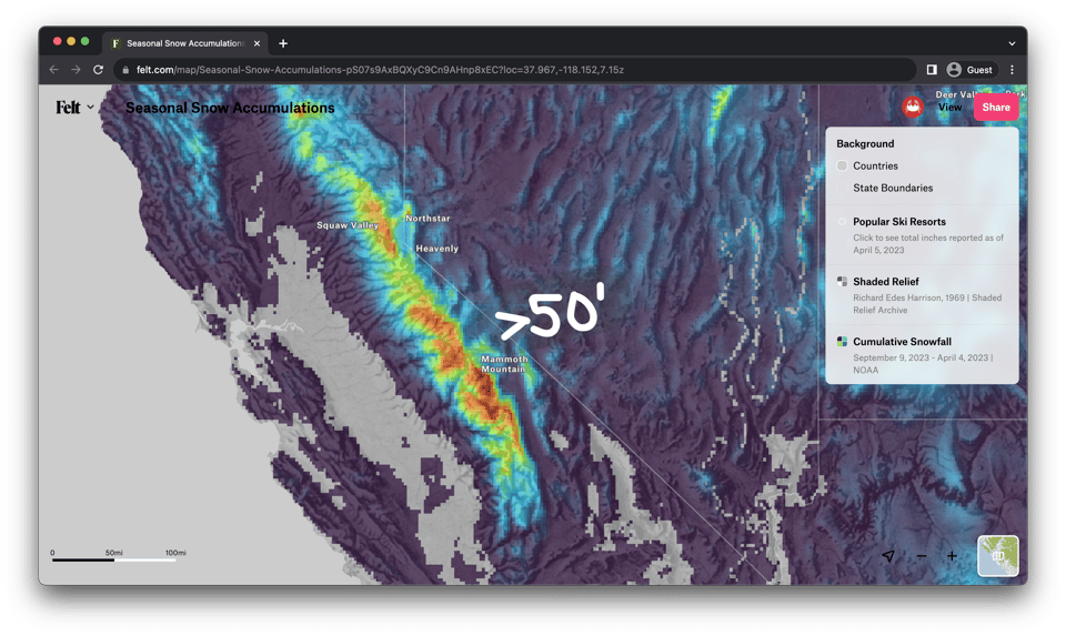 Screenshot of Felt.com rendering raster data