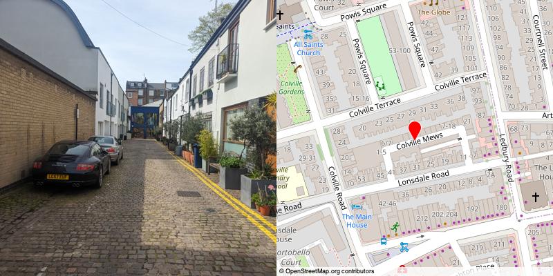 A picture and map of the mews