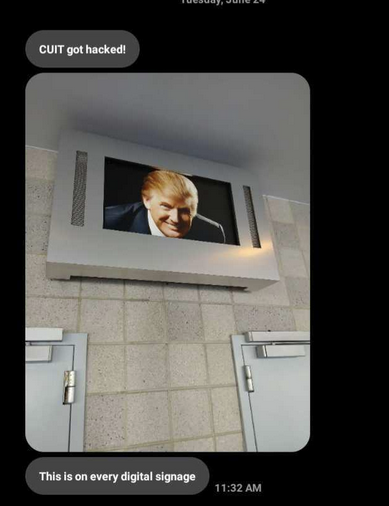 ugly trump on a digital monitor
