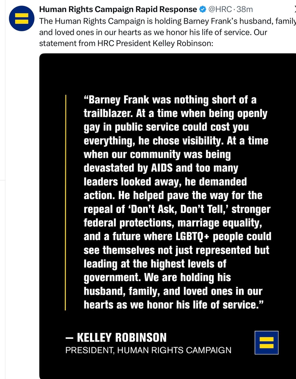 Human Rights Campaign pays tribute to Barney Frank.