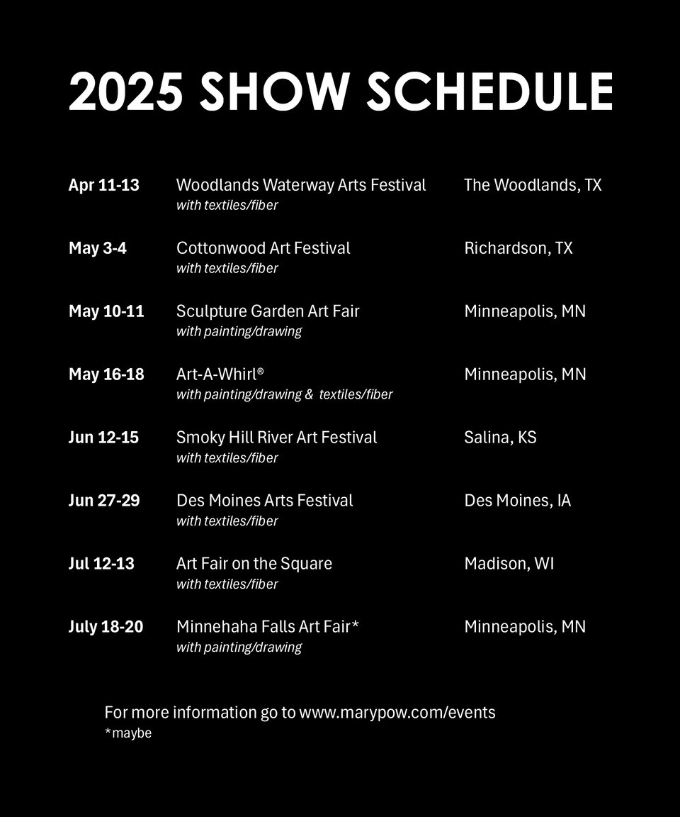 2025 show schedule for Mary Pow