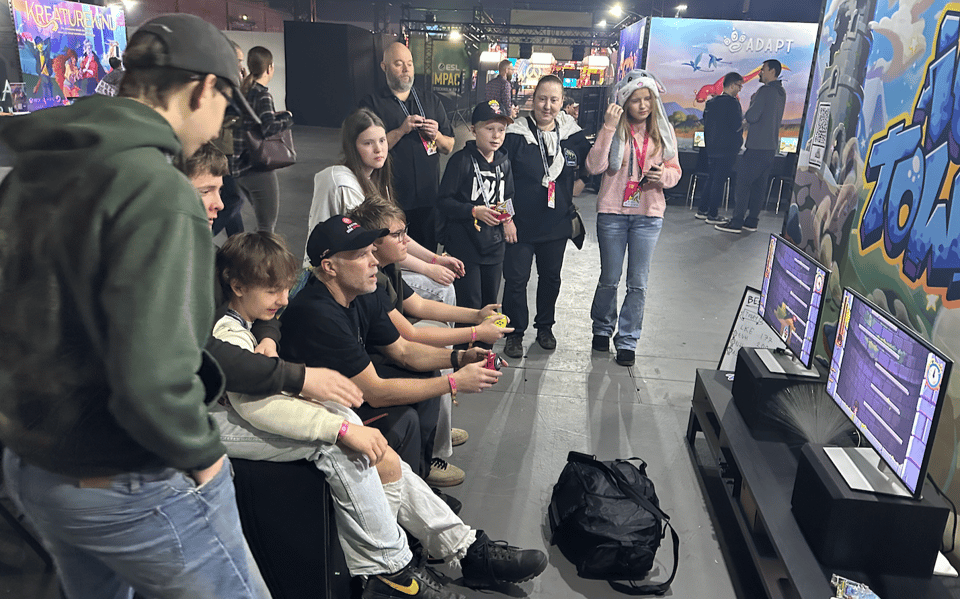 Icy Tower booth being crowded with people