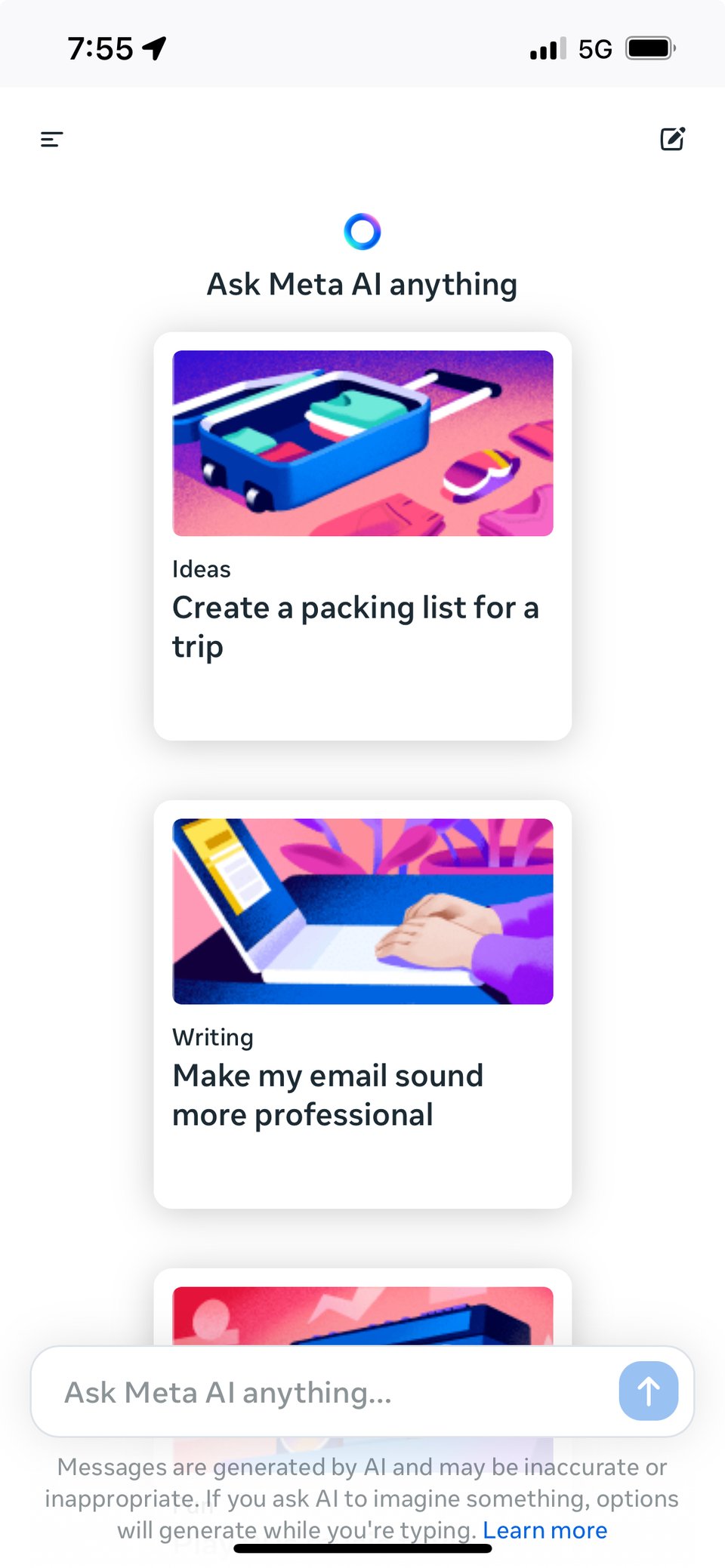 meta.ai as seen on a mobile browser