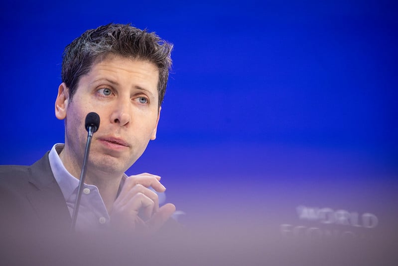 Picture of Sam Altman speaking at the WEF