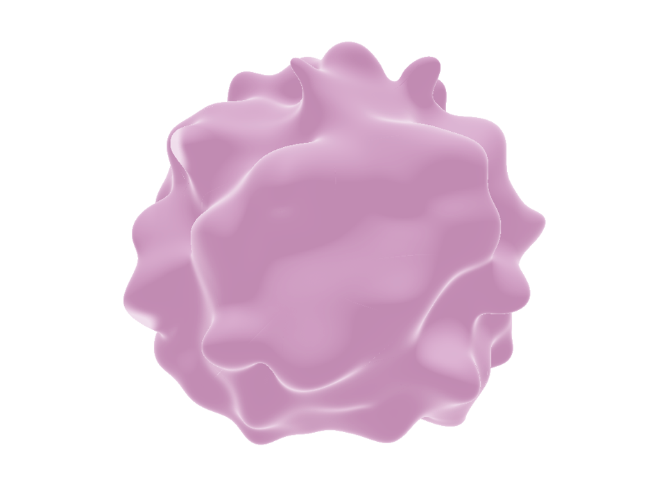 Pink-ish sphere with blobby features