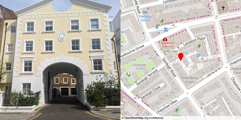 A picture and map of the mews