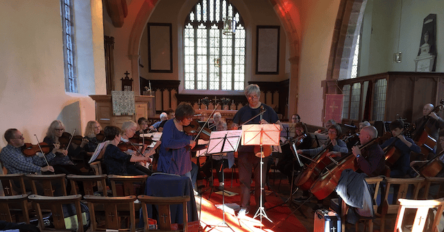Gwent Chamber Orchestra in rehearsal in Cwmdu Church