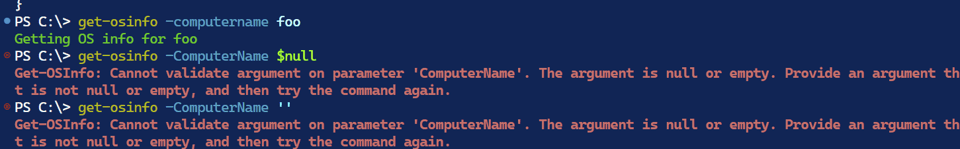 More PowerShell Parameter Validations