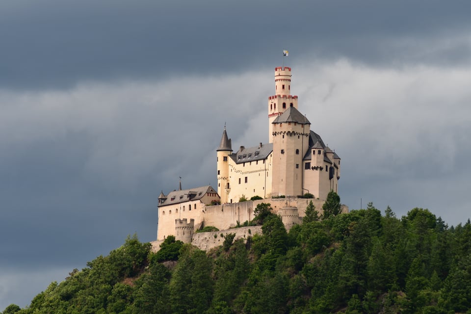 A castle on a hill.