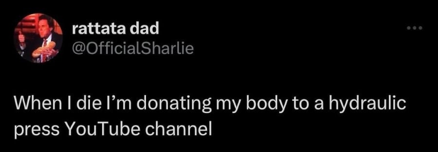 when I die I'm donating my body to a hydraulic press YouTube channel