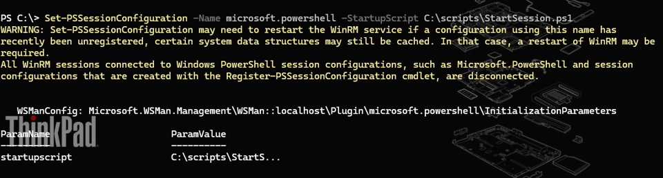 Add a startup script to a PowerShell remoting configuration