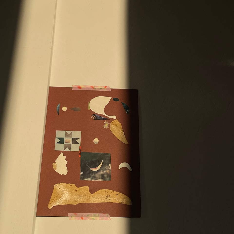 image of a collage with browns, white, and tan colours and shapes