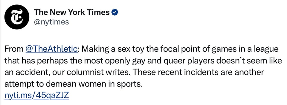 New York Times Tweet on the meaning of the Dildo Attacks