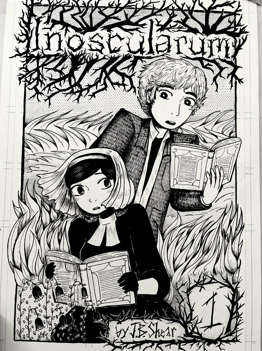 In-progress photo of the cover art for Inoscularum #1