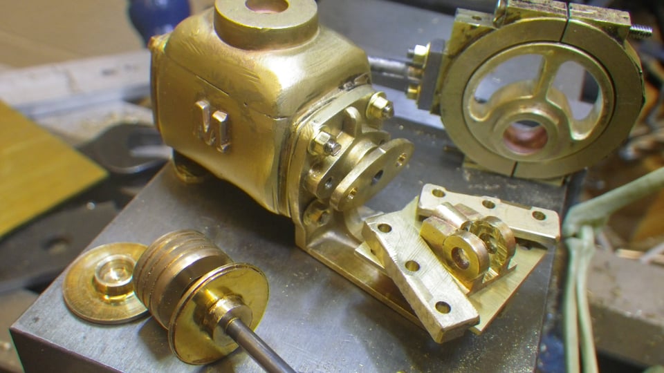 Components of the pump in the process of being assembled