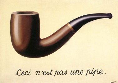 A realistic painting of a tobacco pipe with the caption “Ceci n'est pas une pipe” underneath it.