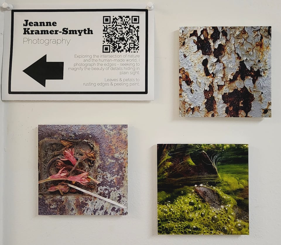 Sign and 4 photos that are displayed outside room 4064.