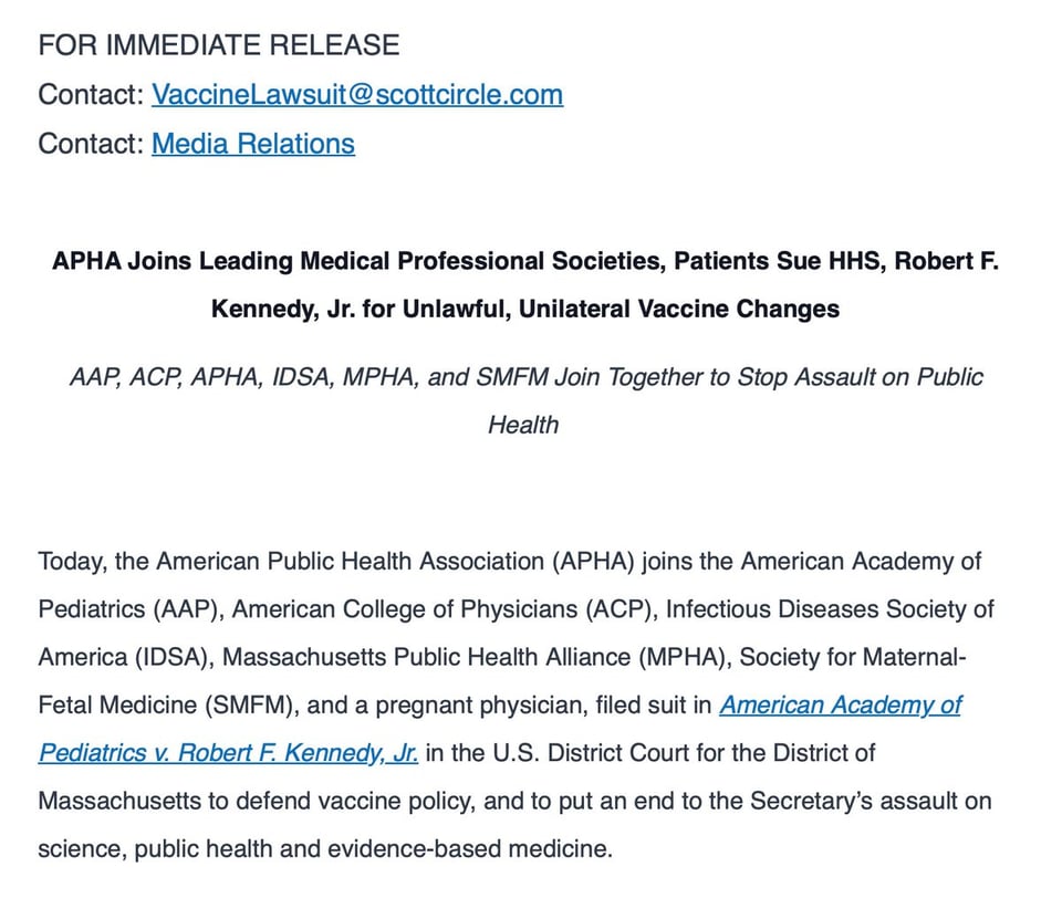 the lawsuit by multiple organizations and one pregnant physician against RFK, Jr.