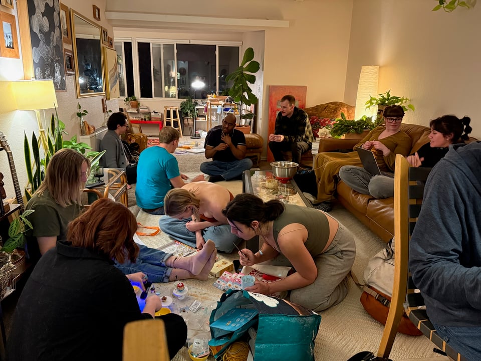 A cozy night in an apartment.