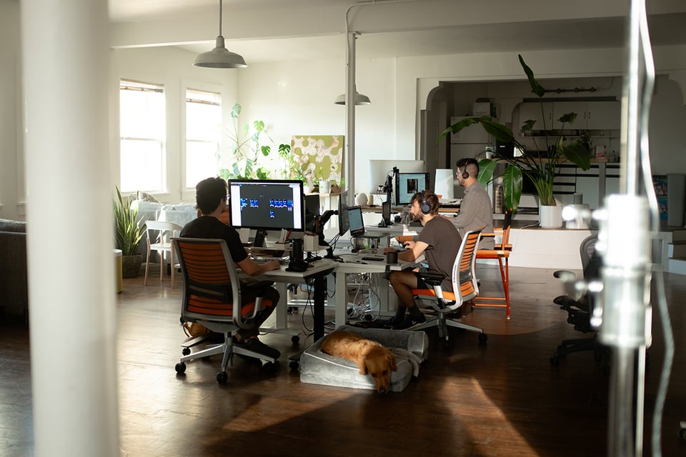The spotlit chair during a regular office situation.
