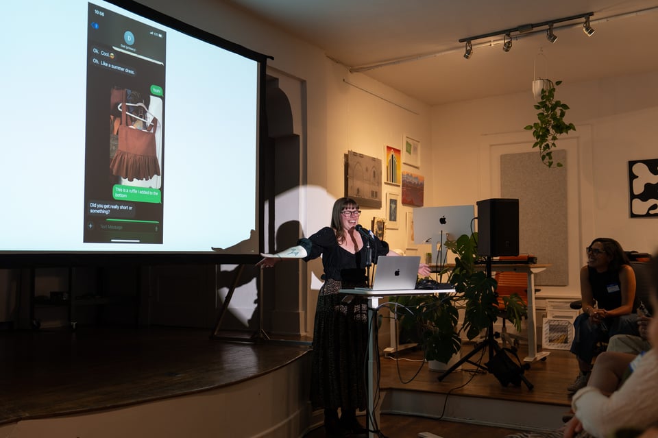 Lizzie presenting at In The Making.