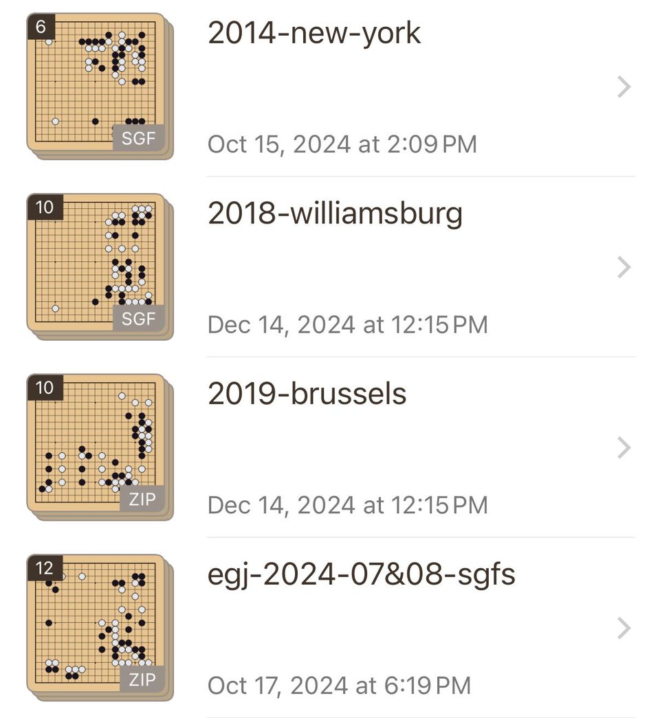 list of 4 game collections in SmartGo One