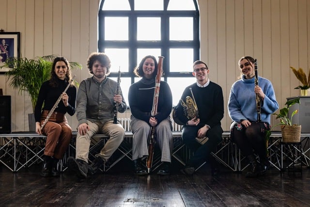 Members of the Bute Wind Quintet with their instruments.