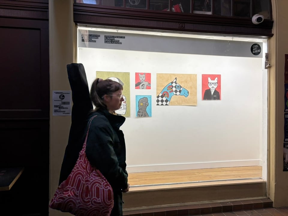 Eadie from the band Dog Name with Rona Green’s window show