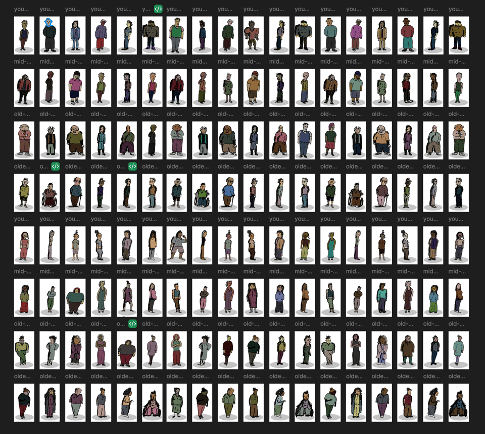 figma screenshot of people used as icons