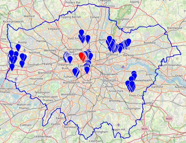 A map of mewses visited so far