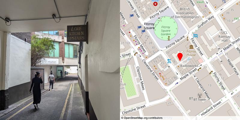 A picture and map of the mews