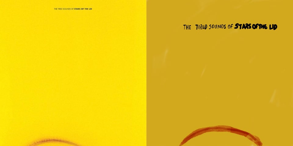 The album cover is completely bright yellow, except for the top part of a red circle poking up from the bottem edge. The circle has a smeary quality, like a coffee cup stain.
