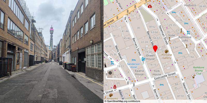 A picture and map of the mews