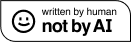 a smiley face with the words written by human not by ai