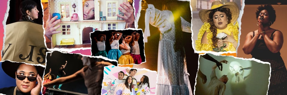 Banner graphic for the Los Angeles Performance Practice festival showing photos of different performances