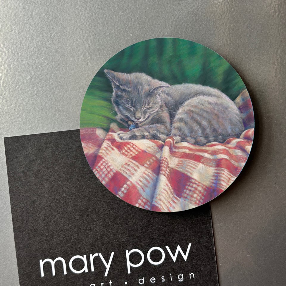 sleepy cat magnet